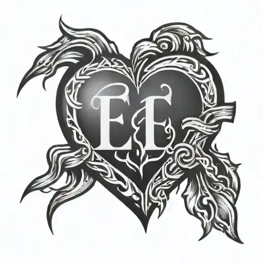 Broken Heart On Fire With Encrypted Crossed Out Letter E