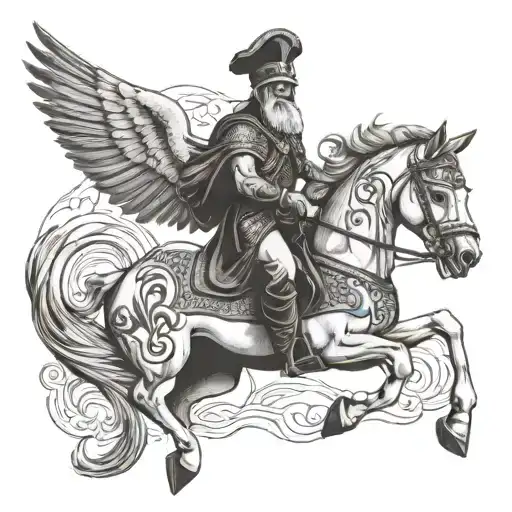 Sultan Baybars Wearing His Kipchak Mask And Riding Pegasus Horse Jumping