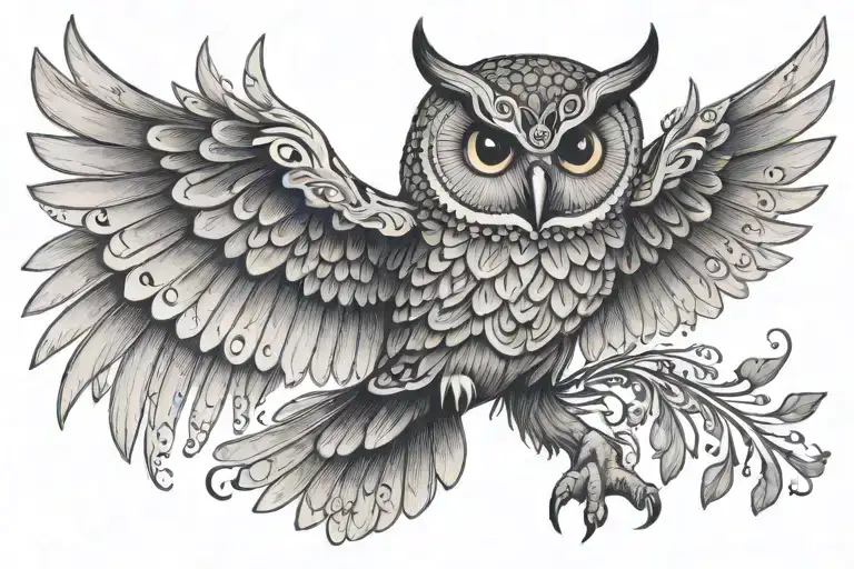 Bedazzled Owl Outstretched Wings