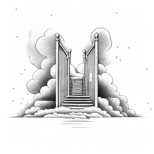 Stairway To Heaven With Heaven Gates And Clouds