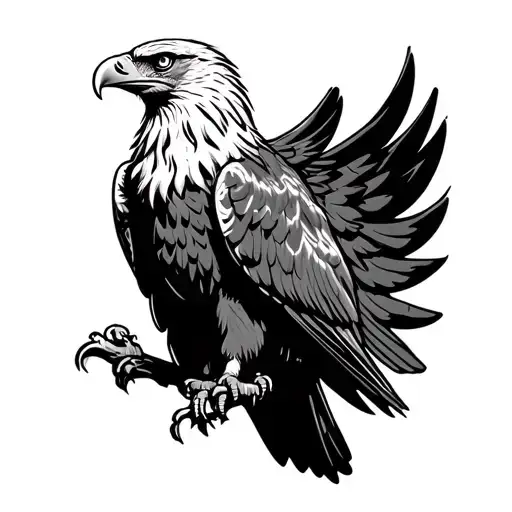 Eagle Perched Regally On The Sturdy