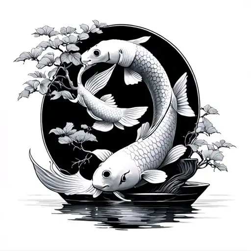 Koi Fish And Bonsai
