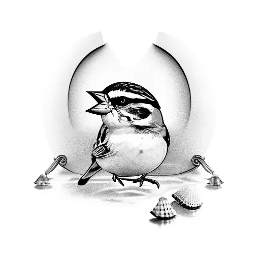 Sparrow With Shell Necklace