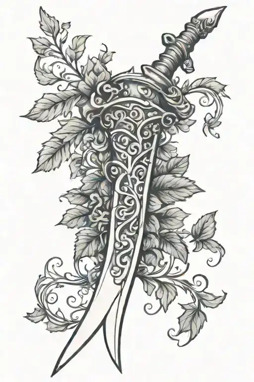 Simple Fantasy Dagger Wrapped With Ivy Vine