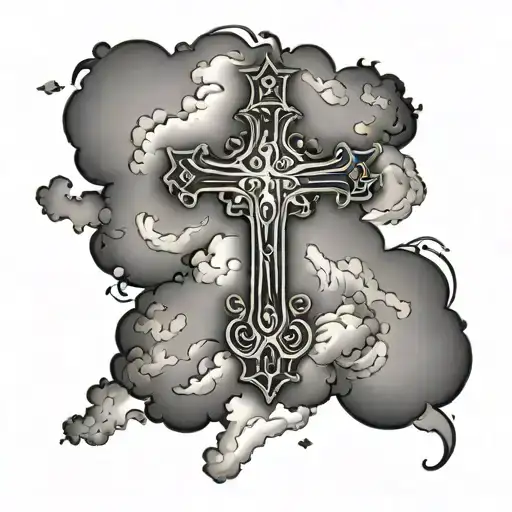 Christian Cross With Clouds