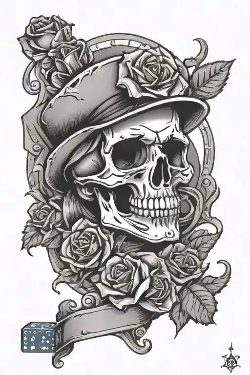 Dice Cards Skull Rose
