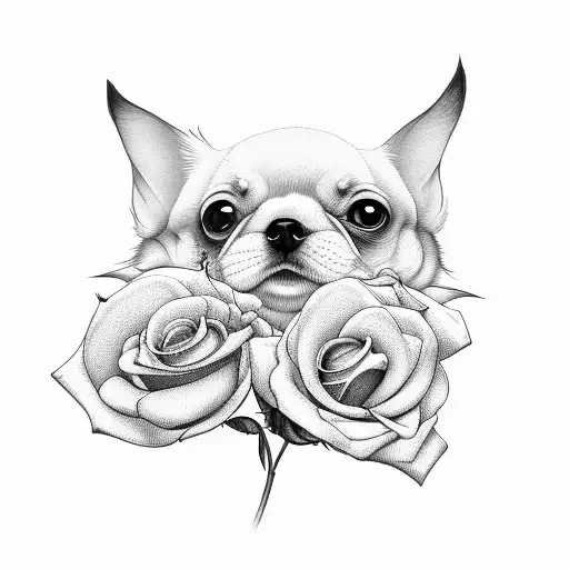 Roses That Form Into A Small Dog Face In The Middle