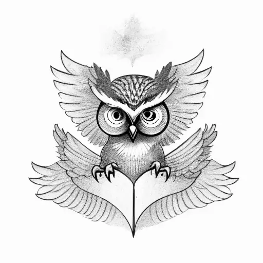 Owl With Open Wings Holding Onto A Script That Says Tomorrow Isnt Given