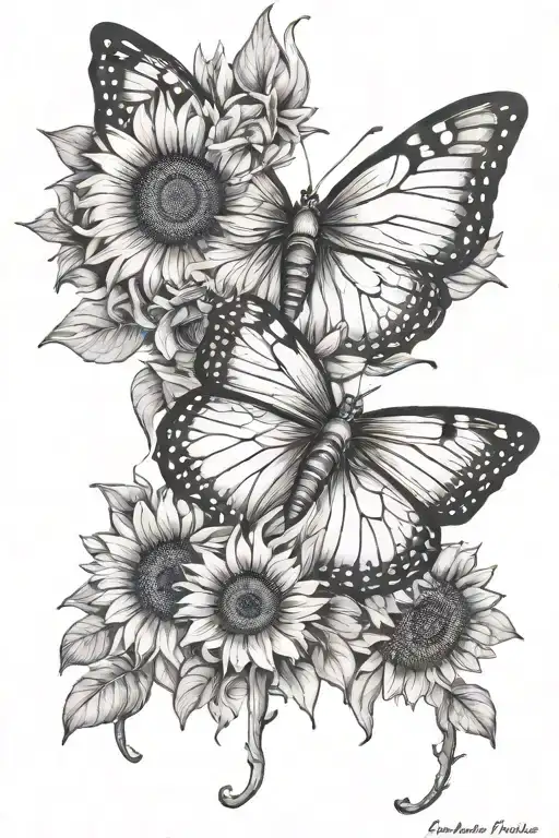 Butterfly Sunflower Sunrise