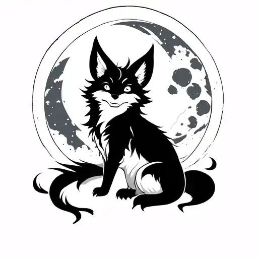 Kitsune With The Moon