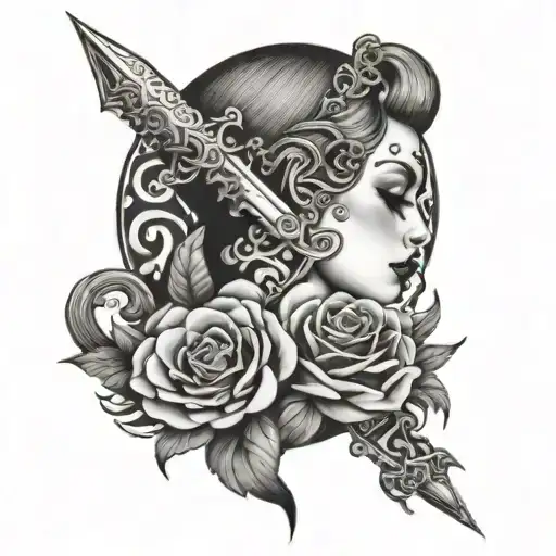 Dagger Neck Tattoo Design