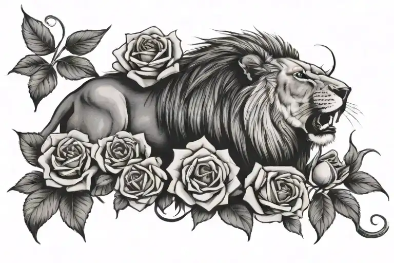 Lion And Roses