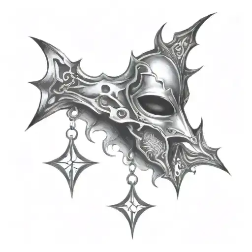 Steel Face Mask With No Eyes Surrounded By Fire