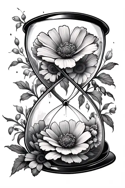 Infinity Symbol Shaped Hour Glass With Cosmos Flowers