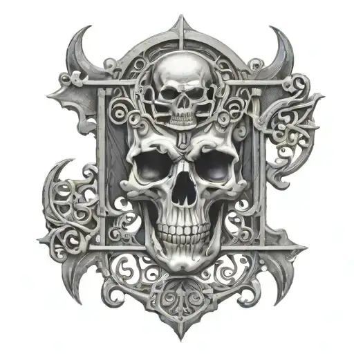 Forged Iron Gates With Skull
