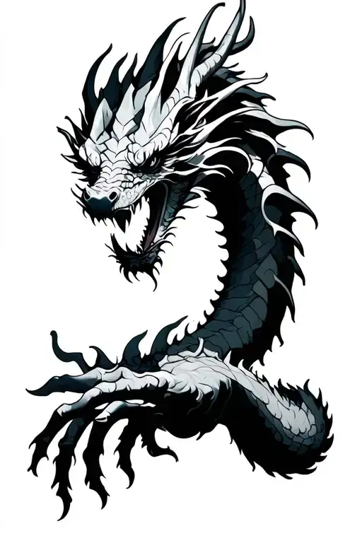 Dragon That Is Twisted On The Forearm And His Head Enters The Hand