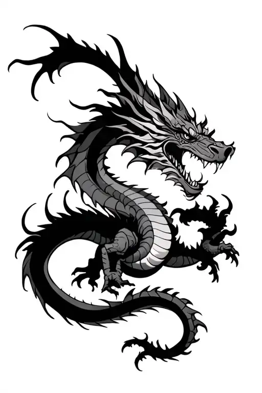 Dragon That Is Twisted On The Forearm And His Head Turns To Hand