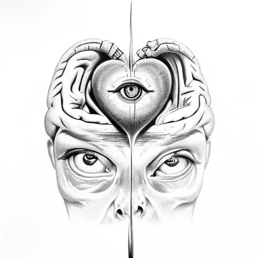 Human Heart And Brain And Evil Eye