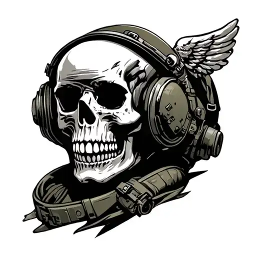 Old School Fighter Pilot Skull Face