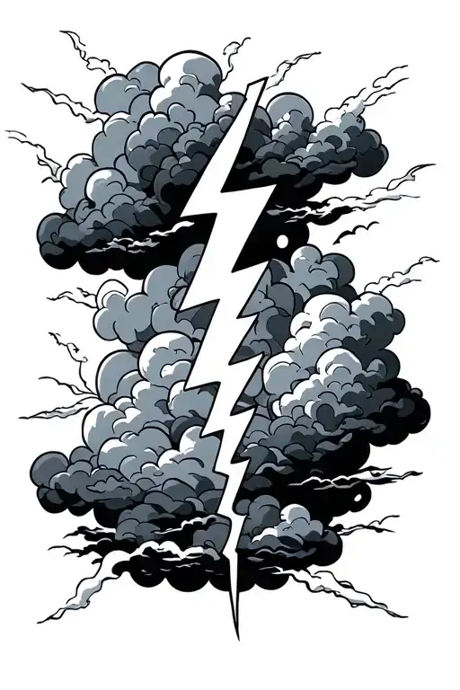 White Lightning With Clouds In The Background