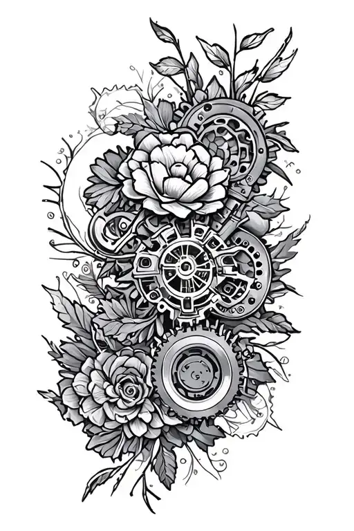 Floral And Mechanical Gears Sleeve