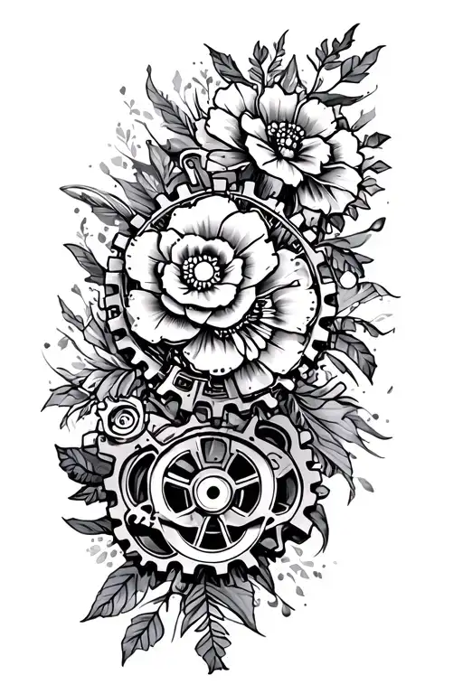 Floral And Mechanical Gears Sleeve