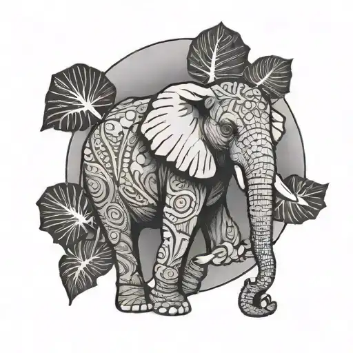 Elephant And Colocasia