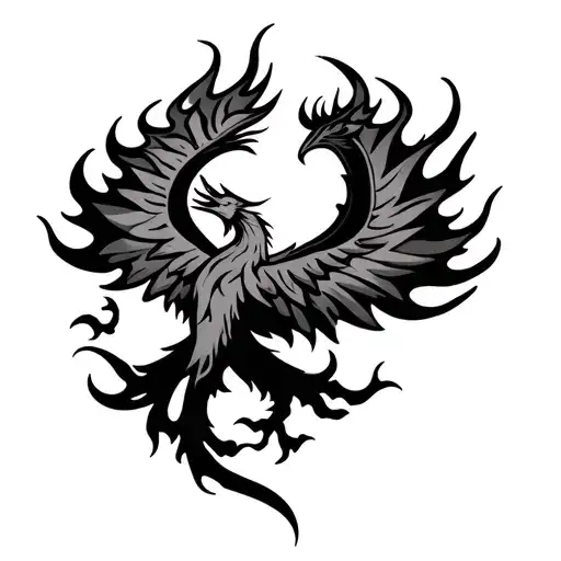 Phoenix Rising From Flames Tribal