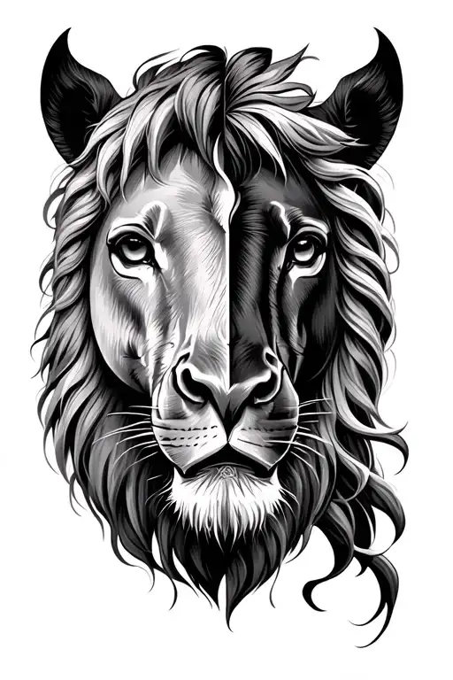 Half Lion And Half Horse Tattoo Design