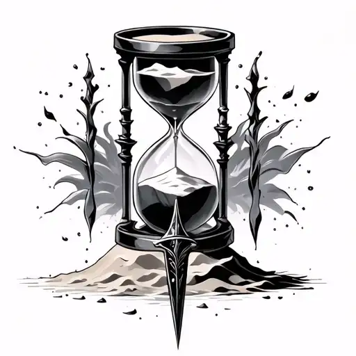 Hourglass Where There Is A Dagger At The Bottom With Sand Pouring On It