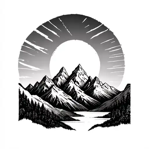 Mountains And Sun Line