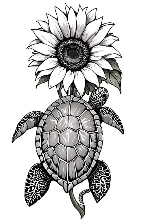Sunflowers And Sea Turtle