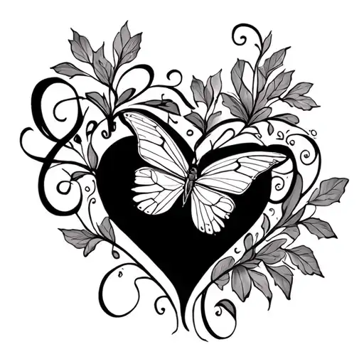 Fine Line Tattoo Gavin Cursive Heart And Butterfly