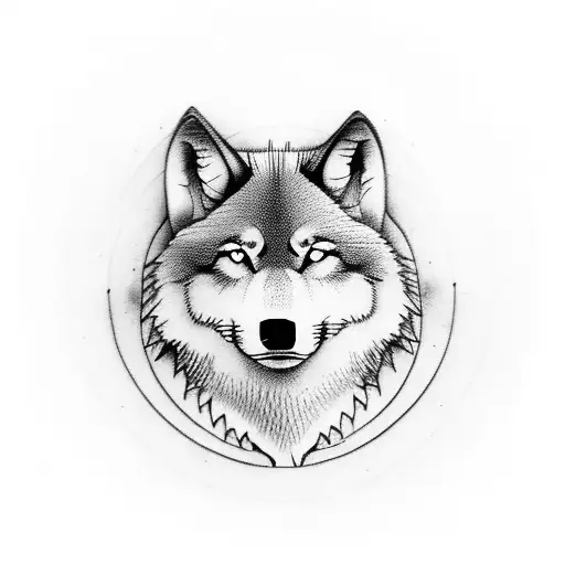 A Black And Grey Compass With A Silhouette Of A Wolf Howling At The Moon