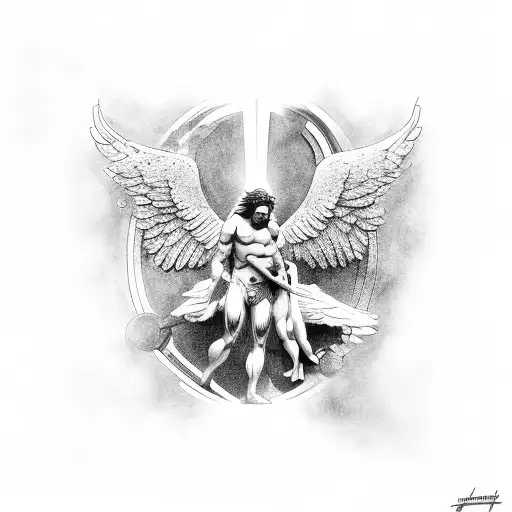 Atlas The Greek God With Female Angel