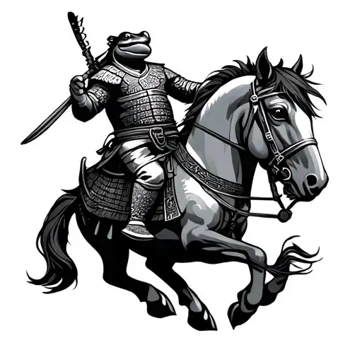 Samurai Frog Riding Horse