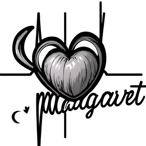 Heartbeat Line With Margaret Name Tattoo Design