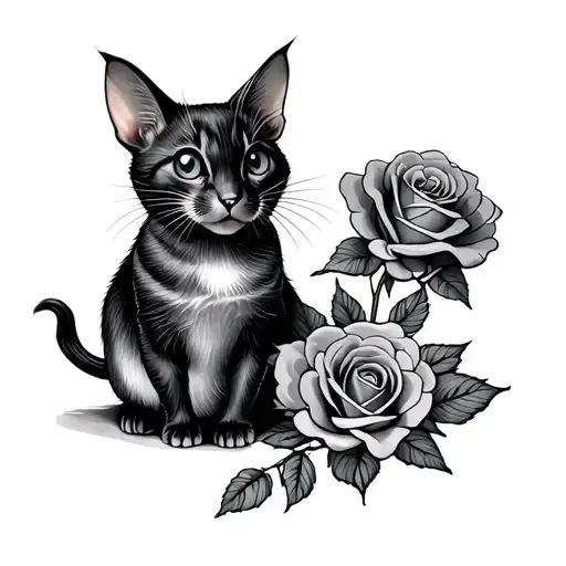 Mouse And Cat And Rose