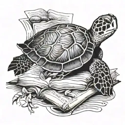 Book And Sea Turtle Swimming