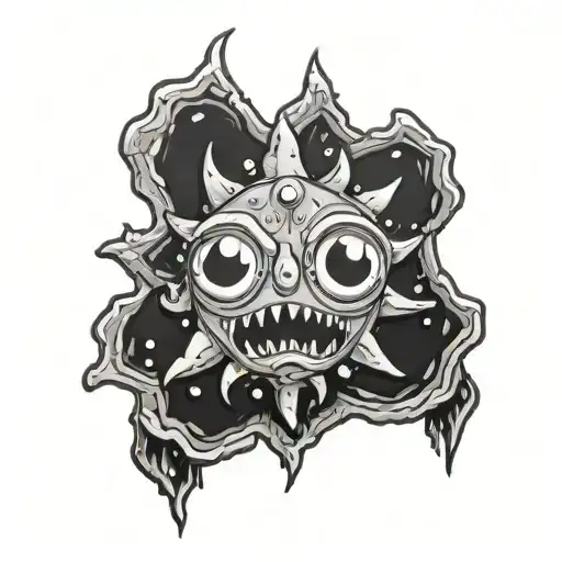 Snow Flake Alive On Drugs With Big Eyes With Mushrooms Cartoon Style Like Rick And Morty