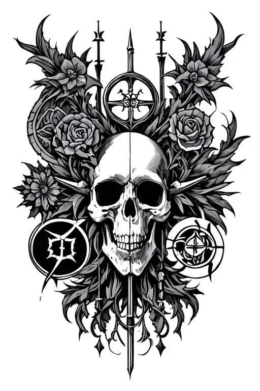 Gothic Tattoo Featuring Symbols