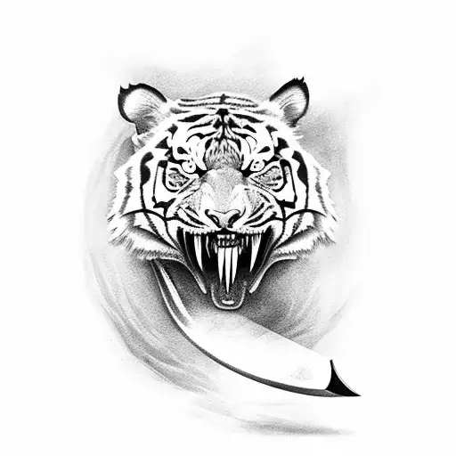 Tiger With Sword In Mouth