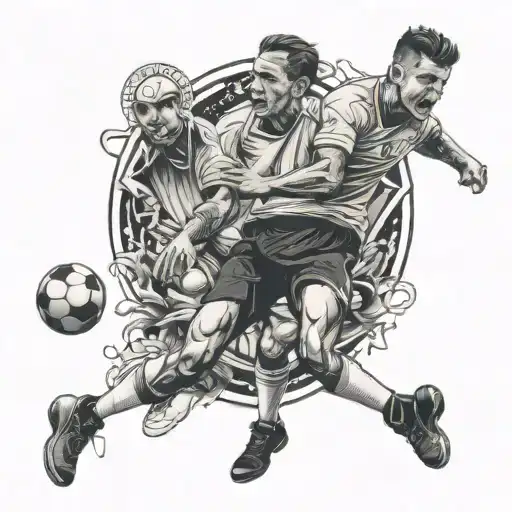 Intricate Black And Grey Tattoo Of A Soccer Coach Giving Instructions