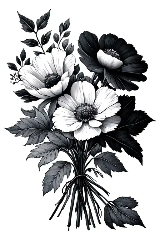 Birth Flower Bouquet September October December Minimalist Design