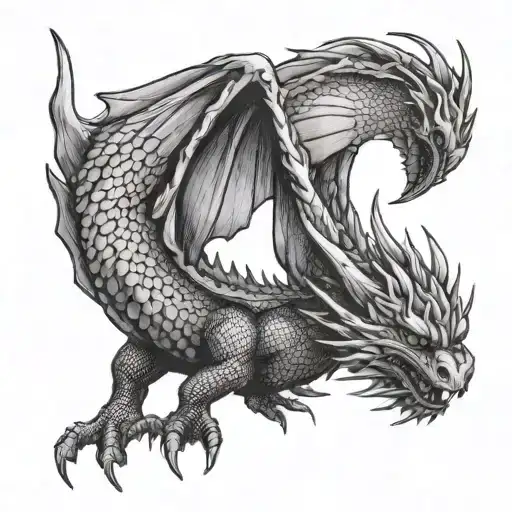 A Dragon Flying With Open Wings