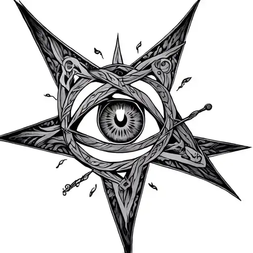 Really Intricate Pentagram With The Evil Eye In The Center