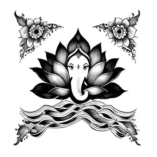 Ocean Waves Mumford And Sons Ganesha Lotus Flower Mandala
