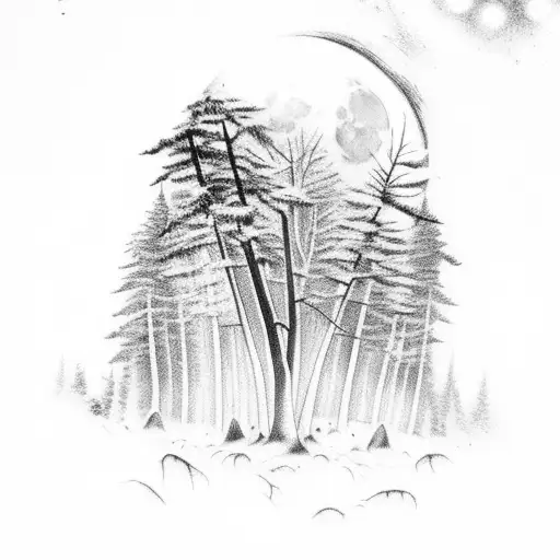 Moonlit Forest With Levi's Logo Hidden In The Trees