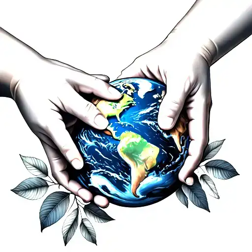 Baby Hand And Mommy Hand Holding The Earth Inside