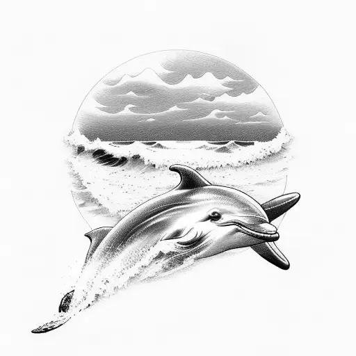 Ocean Waves With Dolphin In Arm Band Style